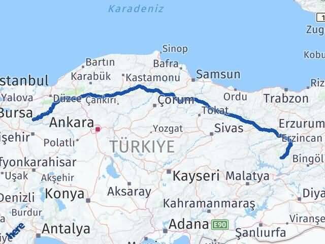 Tunceli Yenipazar Bilecik Arası Kaç Km - Yol Haritası