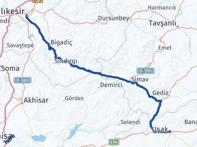Uşak Altıeylül Balıkesir Arası Kaç Km - Yol Haritası