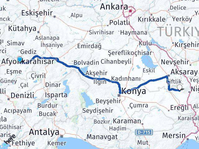 Uşak Altunhisar Niğde Arası Kaç Km - Yol Haritası