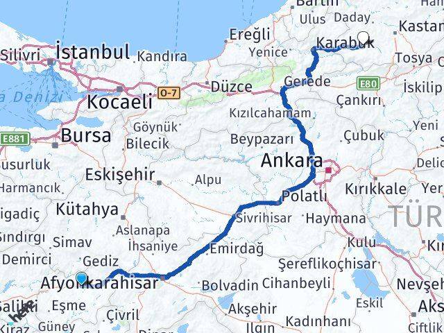 Uşak Araç Kastamonu Arası Kaç Km - Yol Haritası