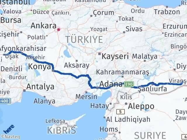 Uşak Artuklu Mardin Arası Kaç Km - Yol Haritası