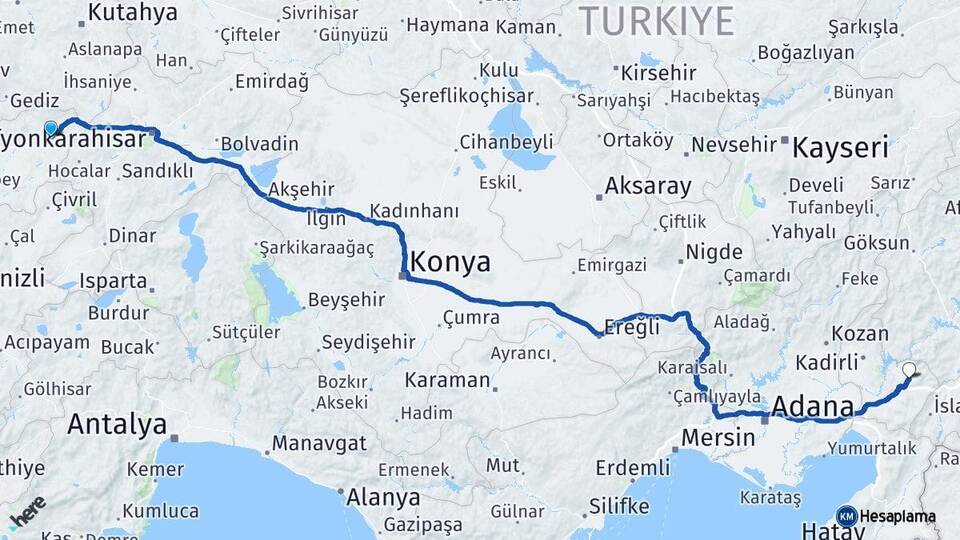 Uşak Banaz Düziçi Osmaniye Arası Kaç Km - Yol Haritası