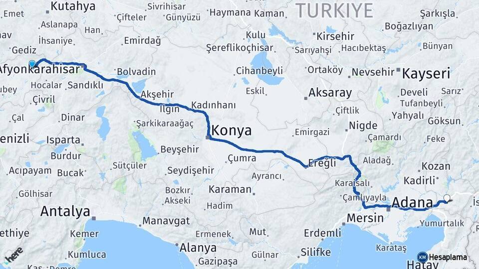 Uşak Banaz Osmaniye Arası Kaç Km - Yol Haritası
