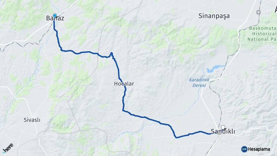 Uşak Banaz Sandıklı Afyonkarahisar Arası Kaç Km - Yol Haritası