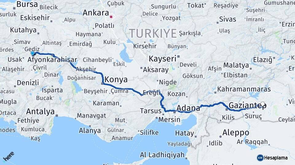 Uşak Banaz Şanlıurfa Arası Kaç Km - Yol Haritası