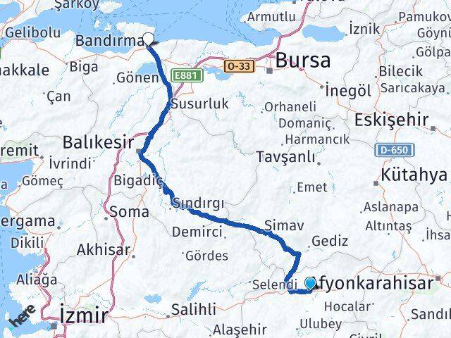 Uşak Bandırma Balıkesir Arası Kaç Km - Yol Haritası