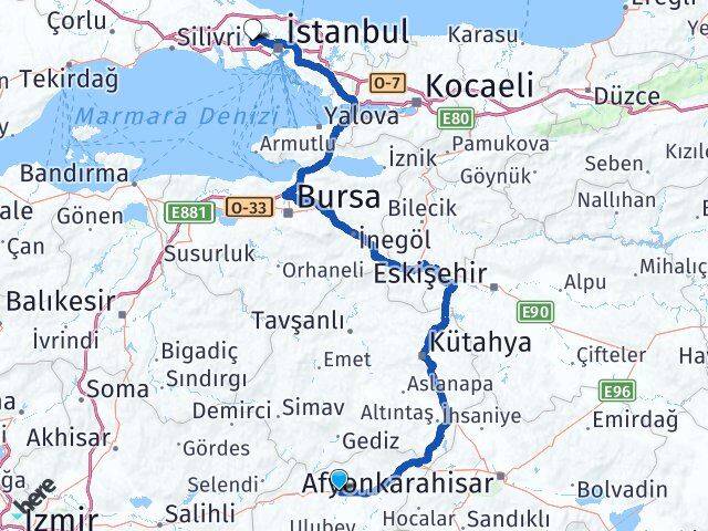 Uşak Başakşehir İstanbul Arası Kaç Km - Yol Haritası