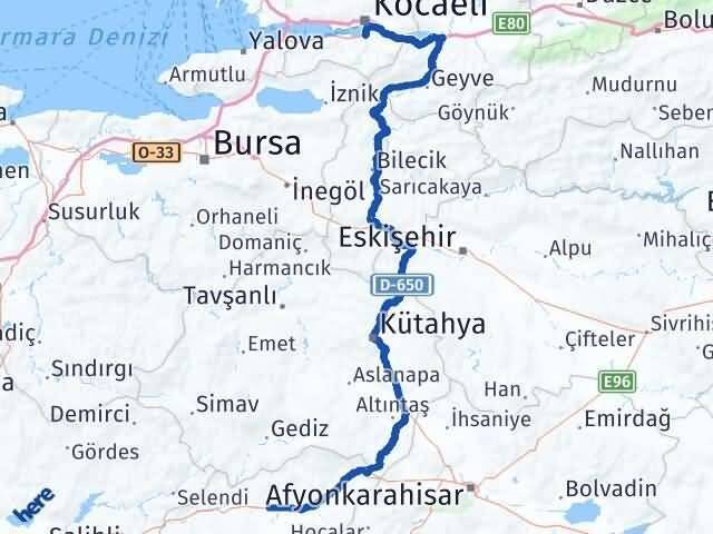 Uşak Başiskele Kocaeli Arası Kaç Km - Yol Haritası