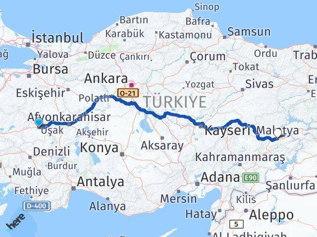 Uşak Battalgazi Malatya Arası Kaç Km - Yol Haritası