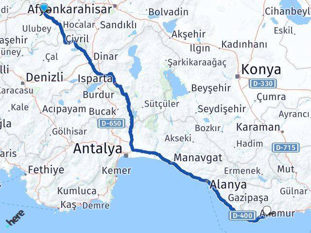 Uşak Bozyazı Mersin Arası Kaç Km - Yol Haritası