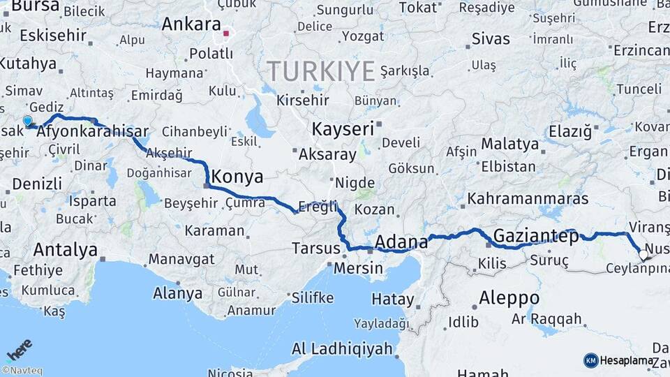 Uşak Ceylanpınar Şanlıurfa Arası Kaç Km - Yol Haritası