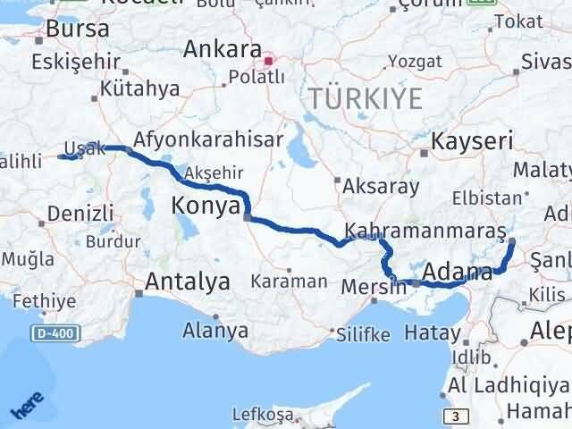 Uşak Dulkadiroğlu Kahramanmaraş Arası Kaç Km - Yol Haritası