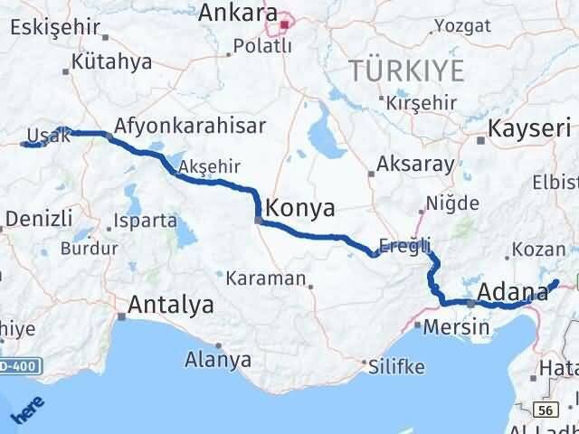 Uşak Düziçi Osmaniye Arası Kaç Km - Yol Haritası