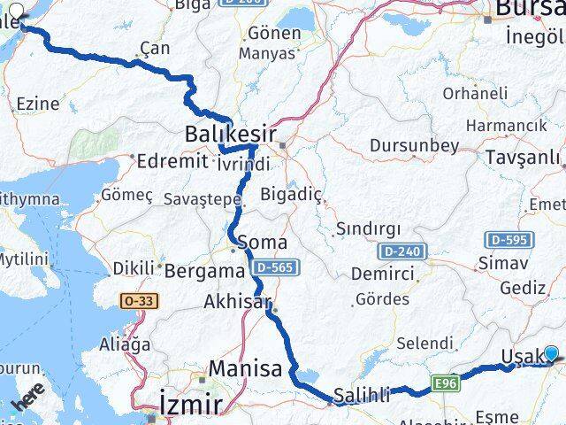 Uşak Eceabat Çanakkale Arası Kaç Km - Yol Haritası