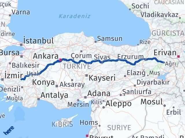 Uşak Eşme Ağrı Arası Kaç Km - Yol Haritası