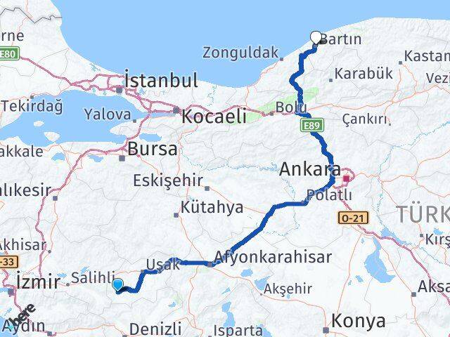 Uşak Eşme Bartın Arası Kaç Km - Yol Haritası