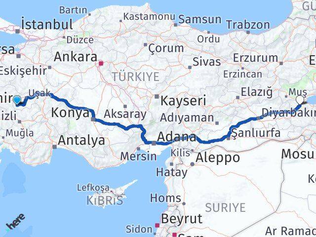 Uşak Eşme Bitlis Arası Kaç Km - Yol Haritası