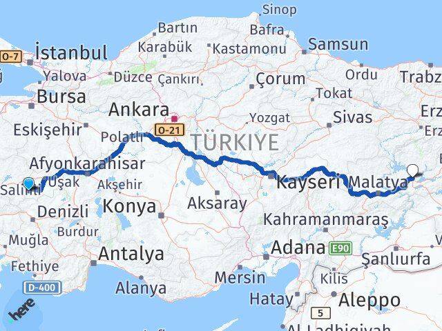 Uşak Eşme Elazığ Arası Kaç Km - Yol Haritası