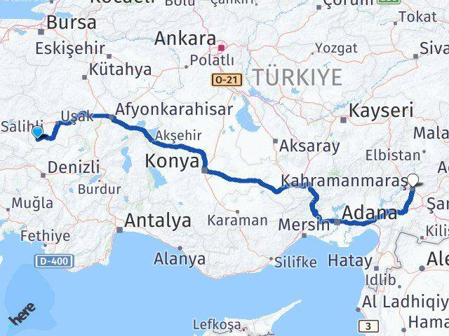 Uşak Eşme Kahramanmaraş Arası Kaç Km - Yol Haritası