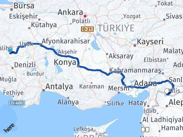 Uşak Eşme Kilis Arası Kaç Km - Yol Haritası