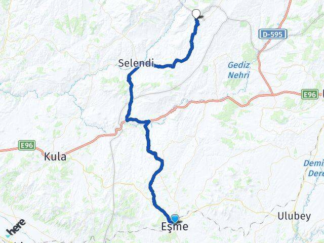 Uşak Eşme Rahmanlar Selendi Manisa Arası Kaç Km - Yol Haritası