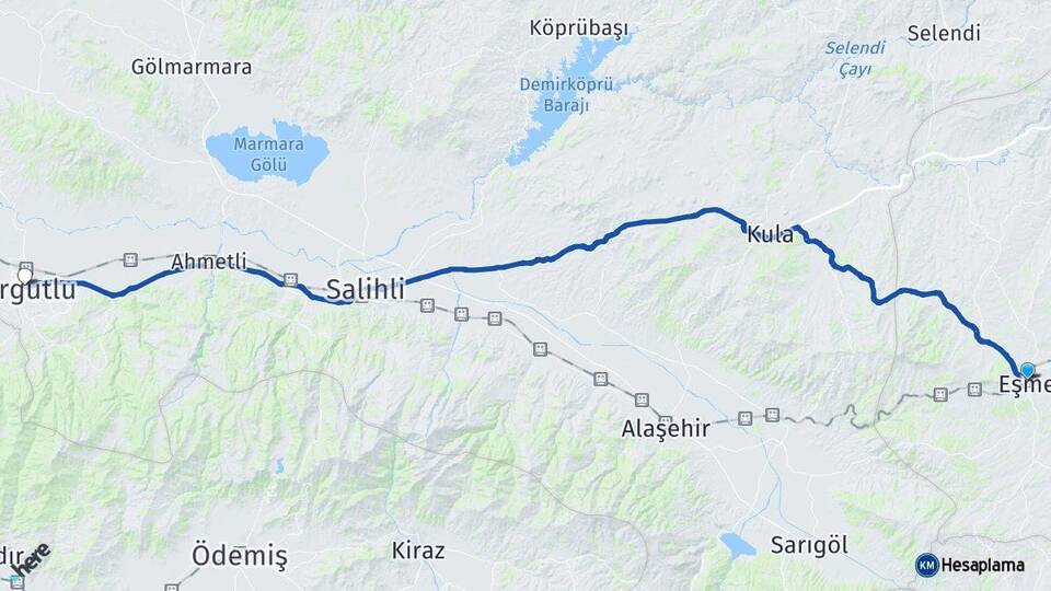 Uşak Eşme Turgutlu Manisa Arası Kaç Km - Yol Haritası