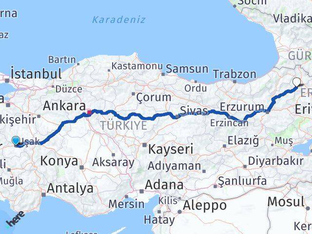 Uşak Göle Ardahan Arası Kaç Km - Yol Haritası