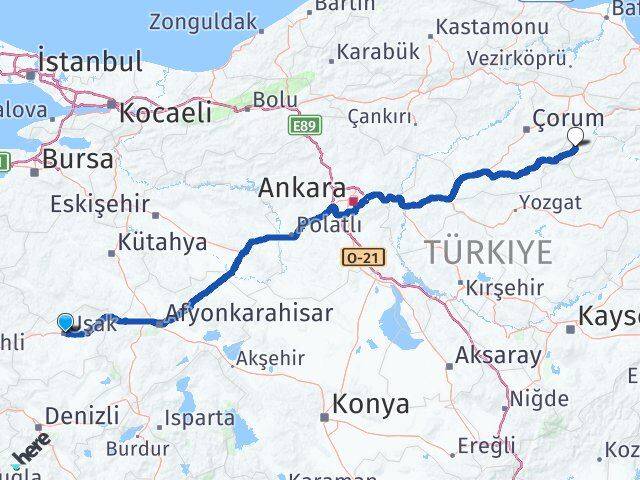 Uşak Göynücek Amasya Arası Kaç Km - Yol Haritası