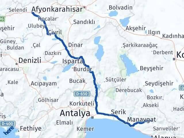 Uşak Gündoğmuş Antalya Arası Kaç Km - Yol Haritası