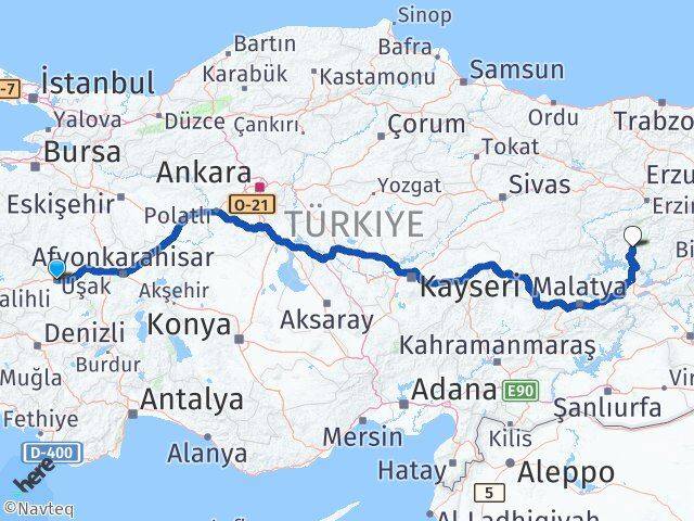 Uşak Hozat Tunceli Arası Kaç Km - Yol Haritası
