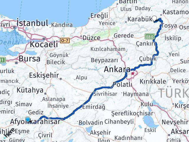 Uşak İhsangazi Kastamonu Arası Kaç Km - Yol Haritası