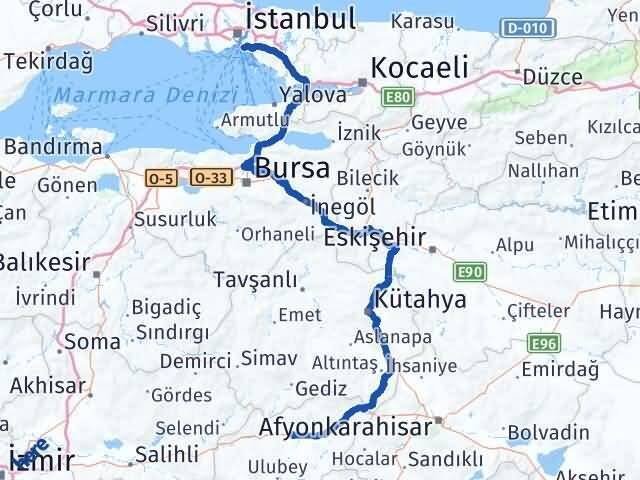 Uşak Kadıköy İstanbul Arası Kaç Km - Yol Haritası