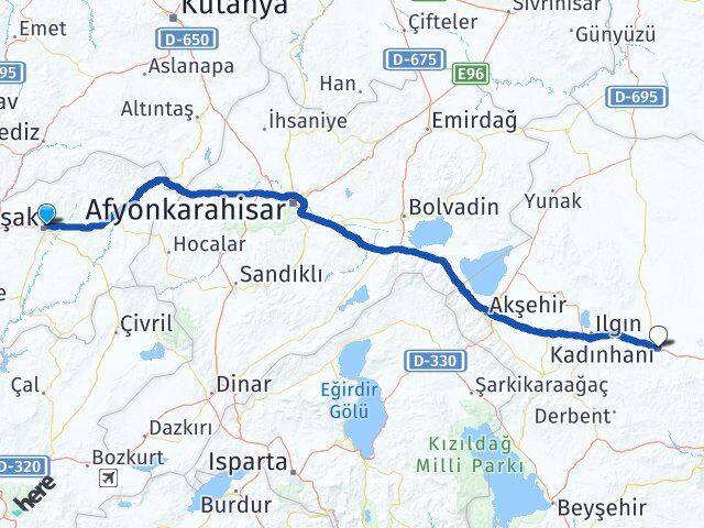 Uşak Kadınhanı Konya Arası Kaç Km - Yol Haritası