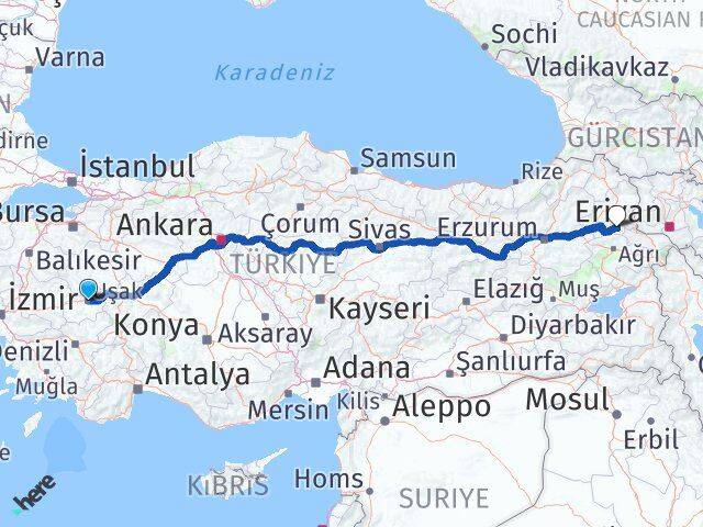 Uşak Kağızman Kars Arası Kaç Km - Yol Haritası