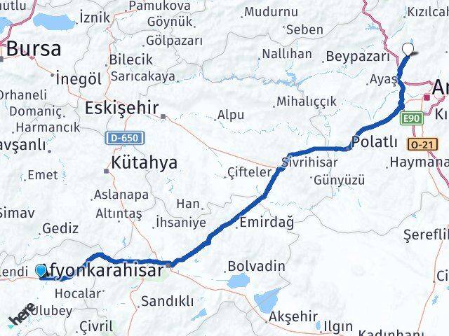 Uşak Kahramankazan Ankara Arası Kaç Km - Yol Haritası