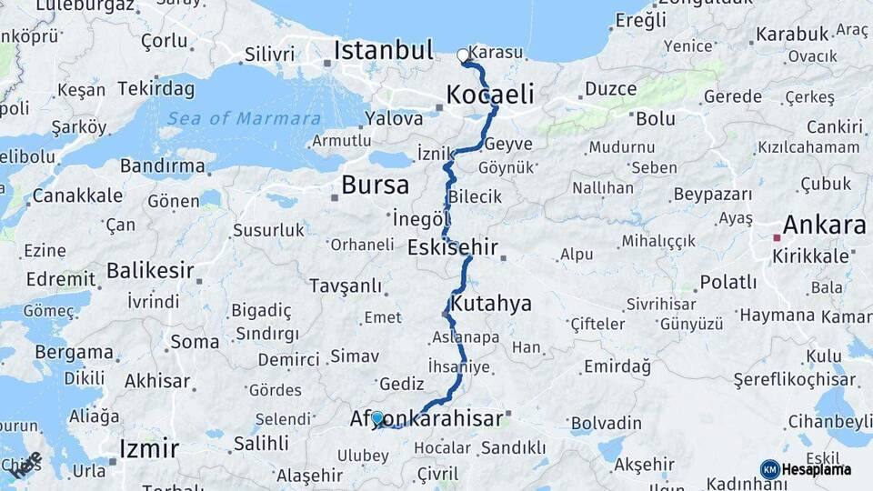 Uşak Kandıra Kocaeli Arası Kaç Km - Yol Haritası