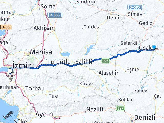 Uşak Karabağlar İzmir Arası Kaç Km - Yol Haritası