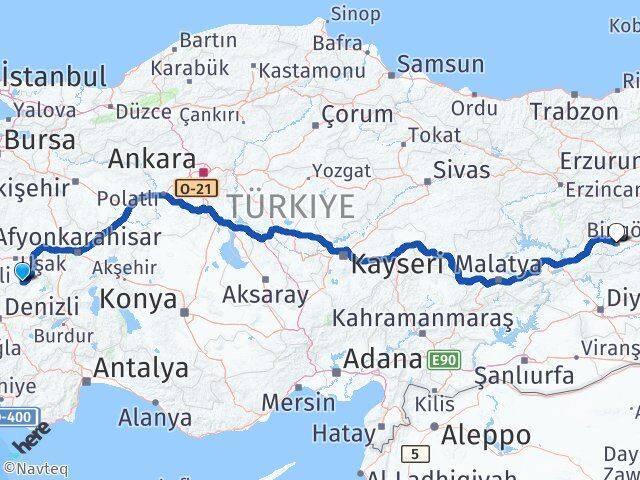 Uşak Karahallı Bingöl Arası Kaç Km - Yol Haritası