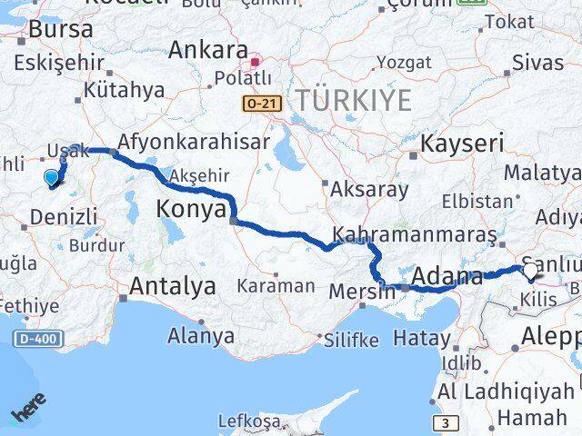 Uşak Karahallı Gaziantep Arası Kaç Km - Yol Haritası