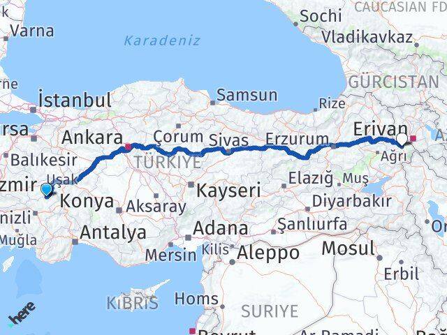 Uşak Karahallı Iğdır Arası Kaç Km - Yol Haritası