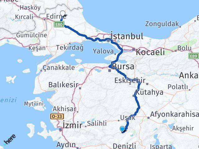 Uşak Karahallı Kırklareli Arası Kaç Km - Yol Haritası