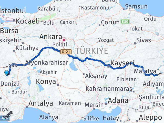 Uşak Karahallı Malatya Arası Kaç Km - Yol Haritası