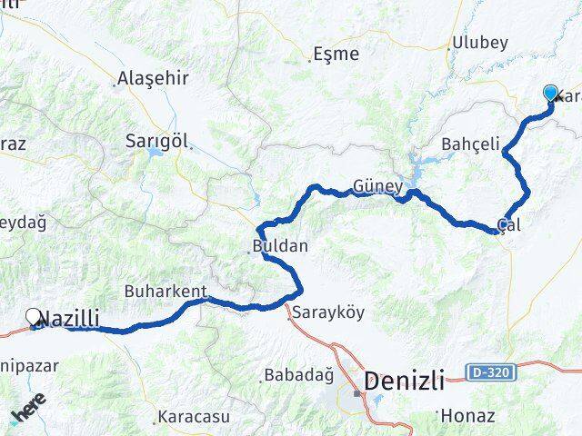 Uşak Karahallı Nazilli Aydın Arası Kaç Km - Yol Haritası