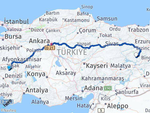 Uşak Karahallı Tunceli Arası Kaç Km - Yol Haritası