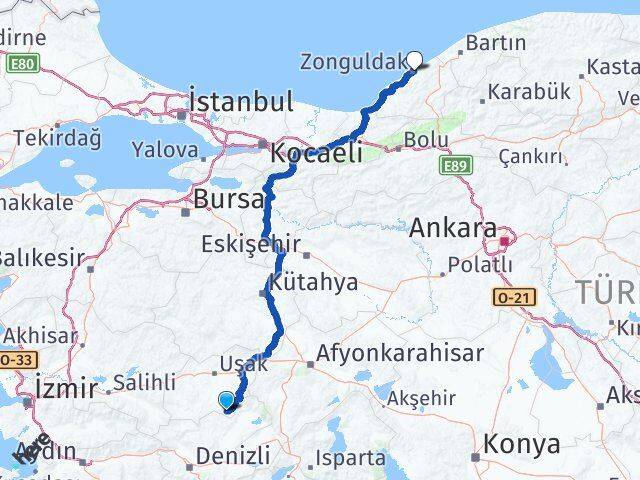 Uşak Karahallı Zonguldak Arası Kaç Km - Yol Haritası
