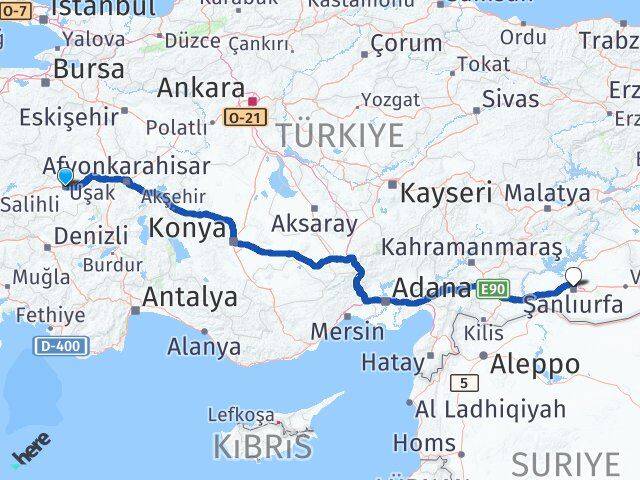 Uşak Karaköprü Şanlıurfa Arası Kaç Km - Yol Haritası