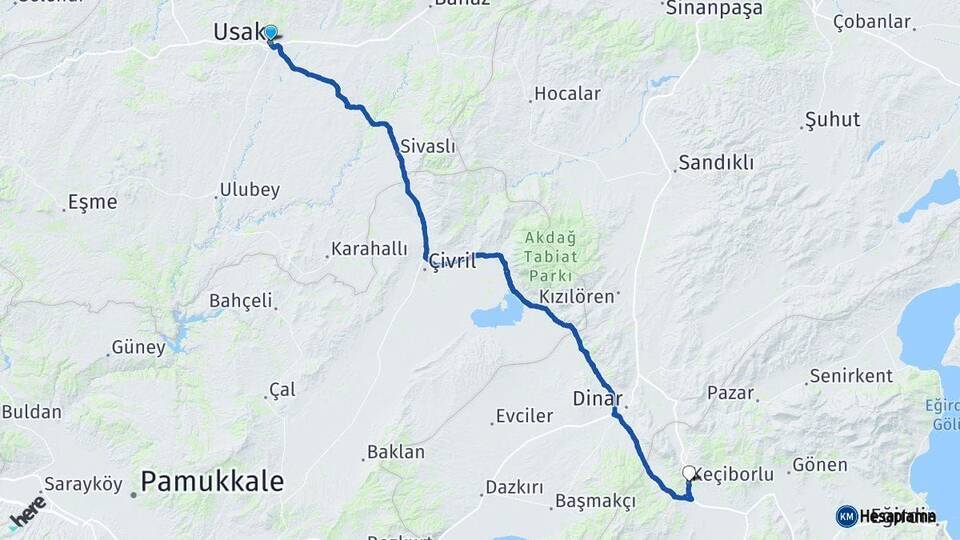 Uşak Keçiborlu Isparta Arası Kaç Km - Yol Haritası