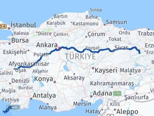 Uşak Kemah Erzincan Arası Kaç Km - Yol Haritası