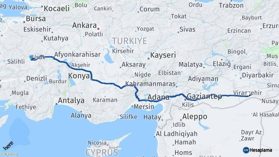 Uşak Kızıltepe Mardin Arası Kaç Km - Yol Haritası