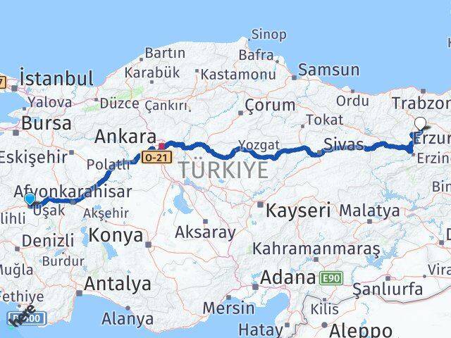 Uşak Köse Gümüşhane Arası Kaç Km - Yol Haritası